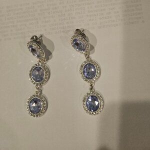 Monet Silver, 3 light blue gems, formal earrings